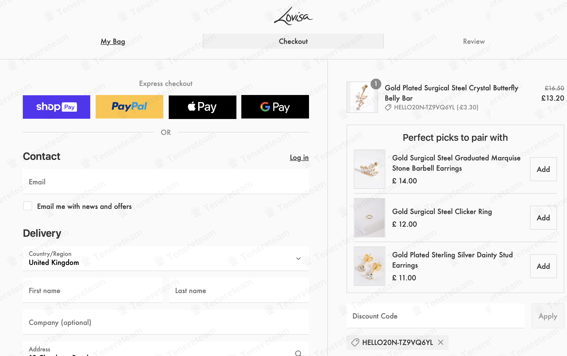 Lovisa UK coupon code: 20% off with HELLO20N-TZ9VQ6YL. Tested and valid as 1 year ago.
