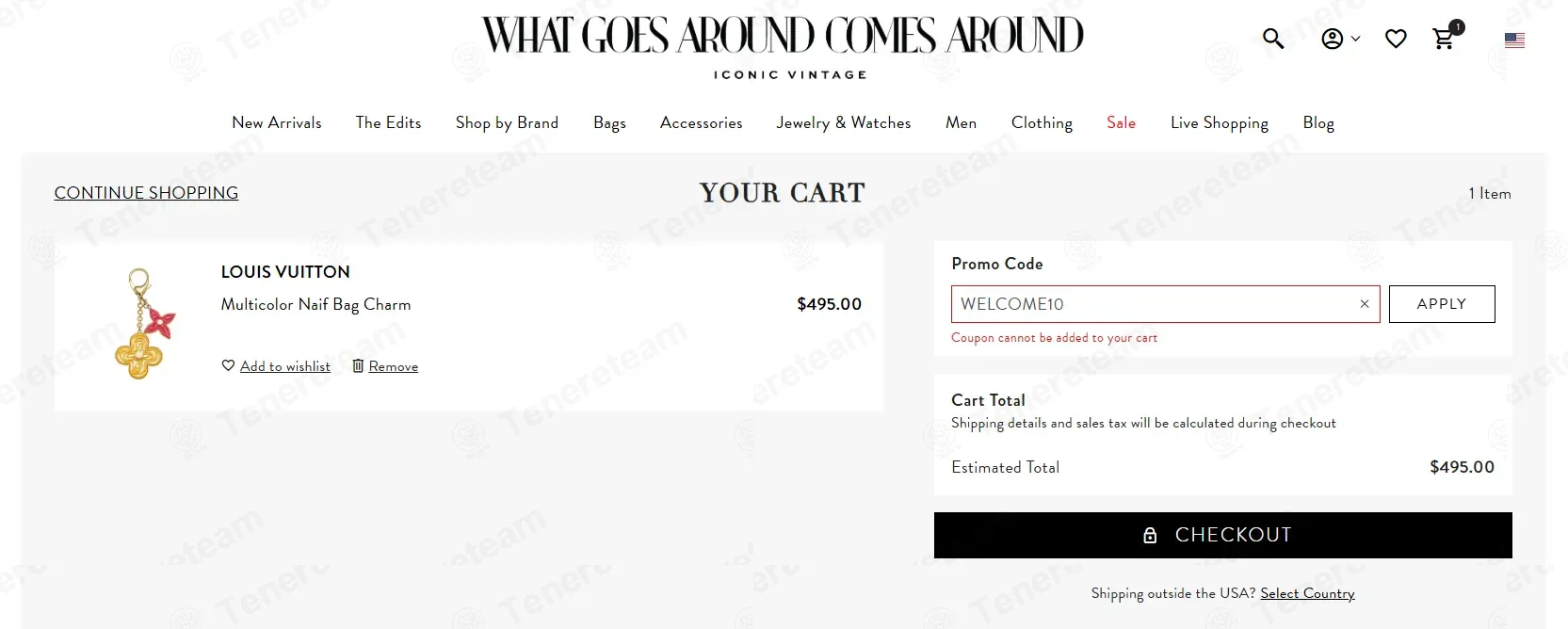 What Goes Around Comes Around coupon code: 10% off with WELCOME10. Tested and valid as 3 months ago.