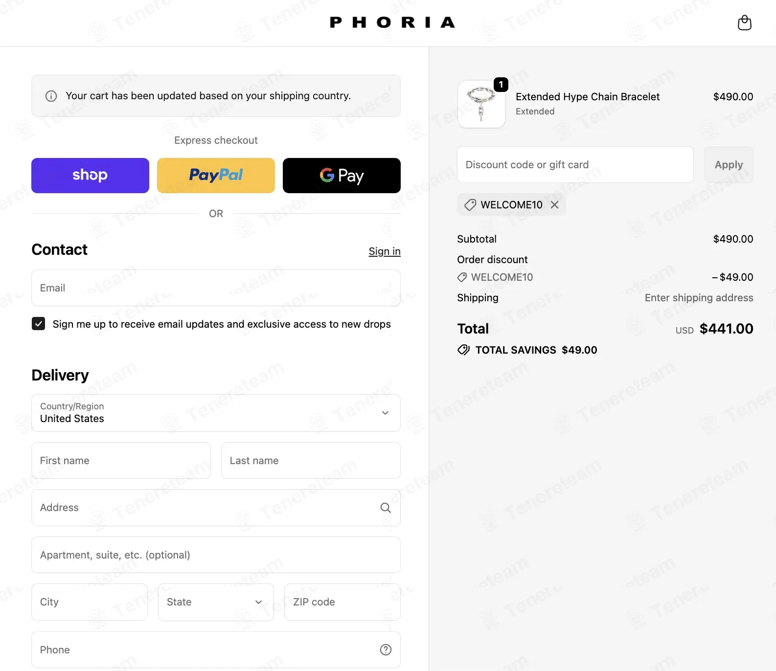 Phoria Jewellery apply coupon code