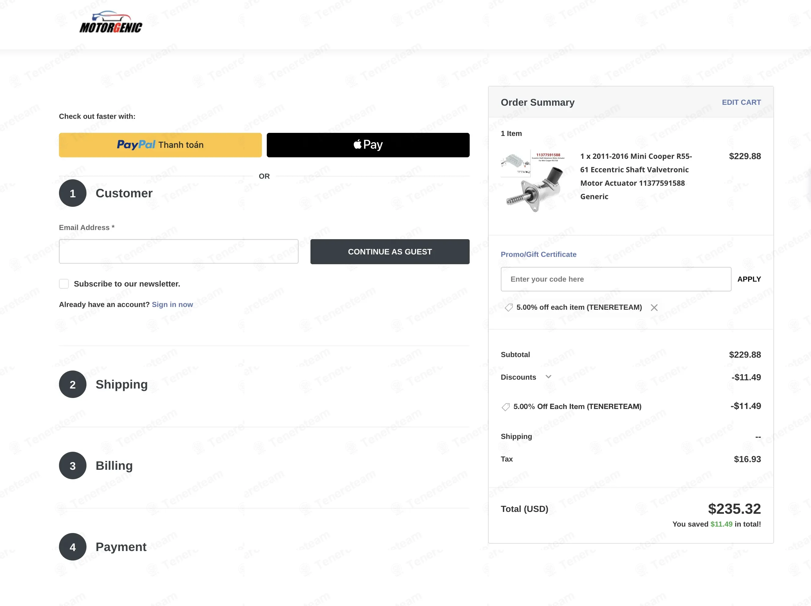 MotorGenic coupon code: 5% off with TENERETEAM. Tested and valid as 4 weeks ago.