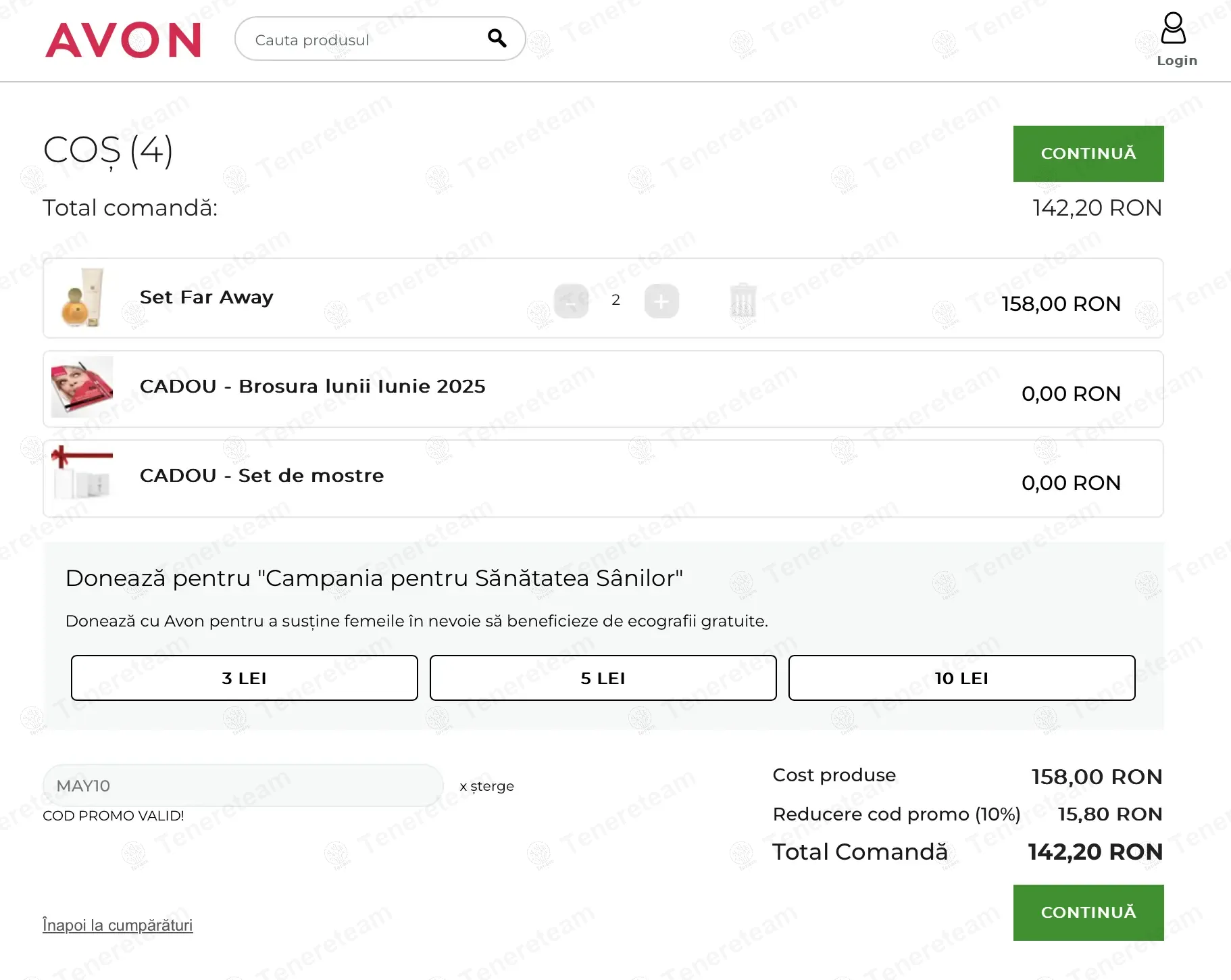 Avon RO coupon code: 10% off with May10. Tested and valid as 1 year ago.