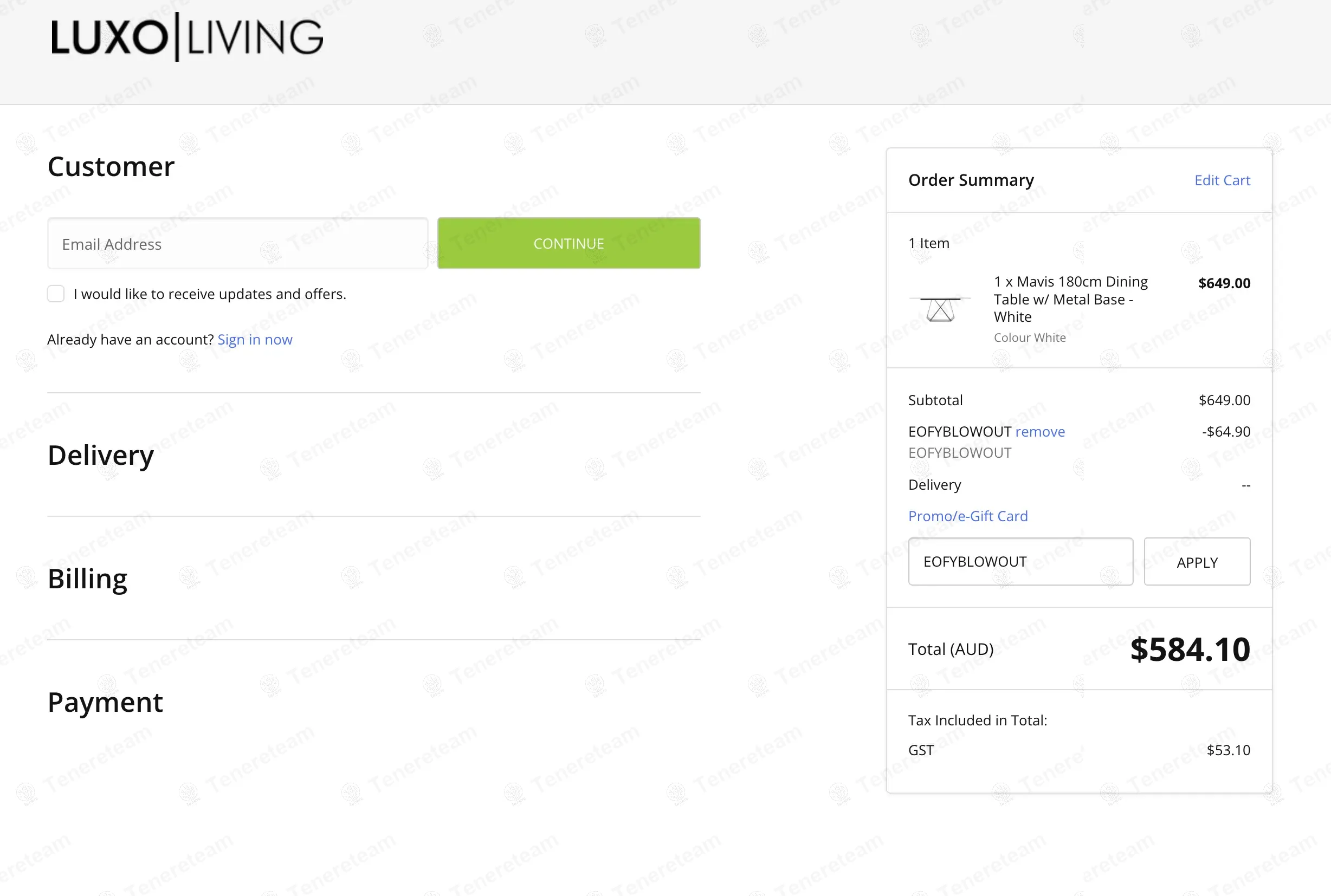 Luxo Living coupon code: 10% off with EOFYBLOWOUT. Tested and valid as 11 months ago.