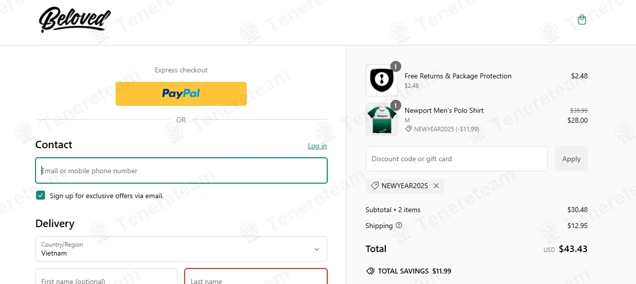 Beloved Shirts coupon code: 30% off with NEWYEAR2025. Tested and valid as 1 year ago.
