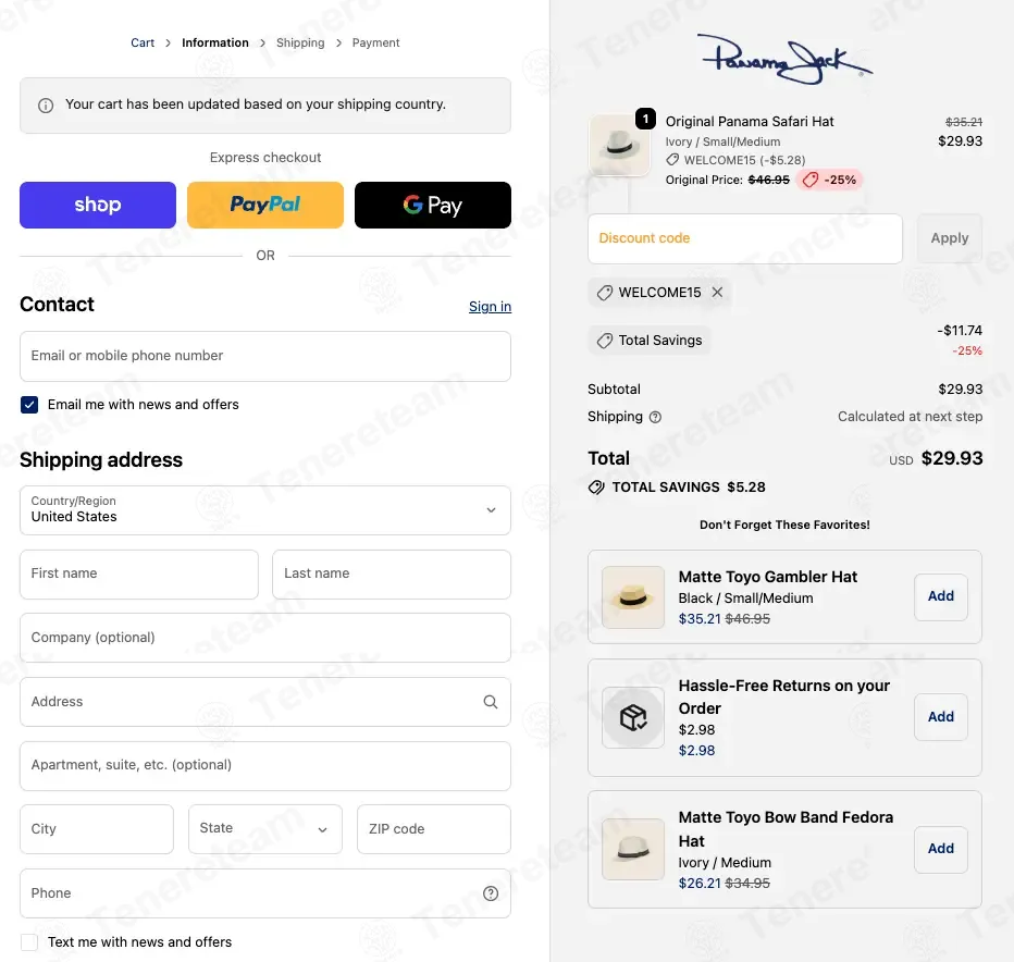 Voorbeeld van een Hidden Jack promocode