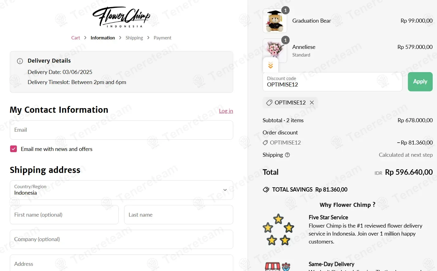 Flower Chimp ID coupon code: 12% off with OPTIMISE12. Tested and valid as 1 year ago.