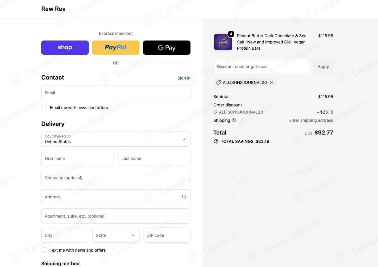 Raw Rev coupon code: 20% off with ALLISONSJOURNAL20. Tested and valid as 1 month ago.