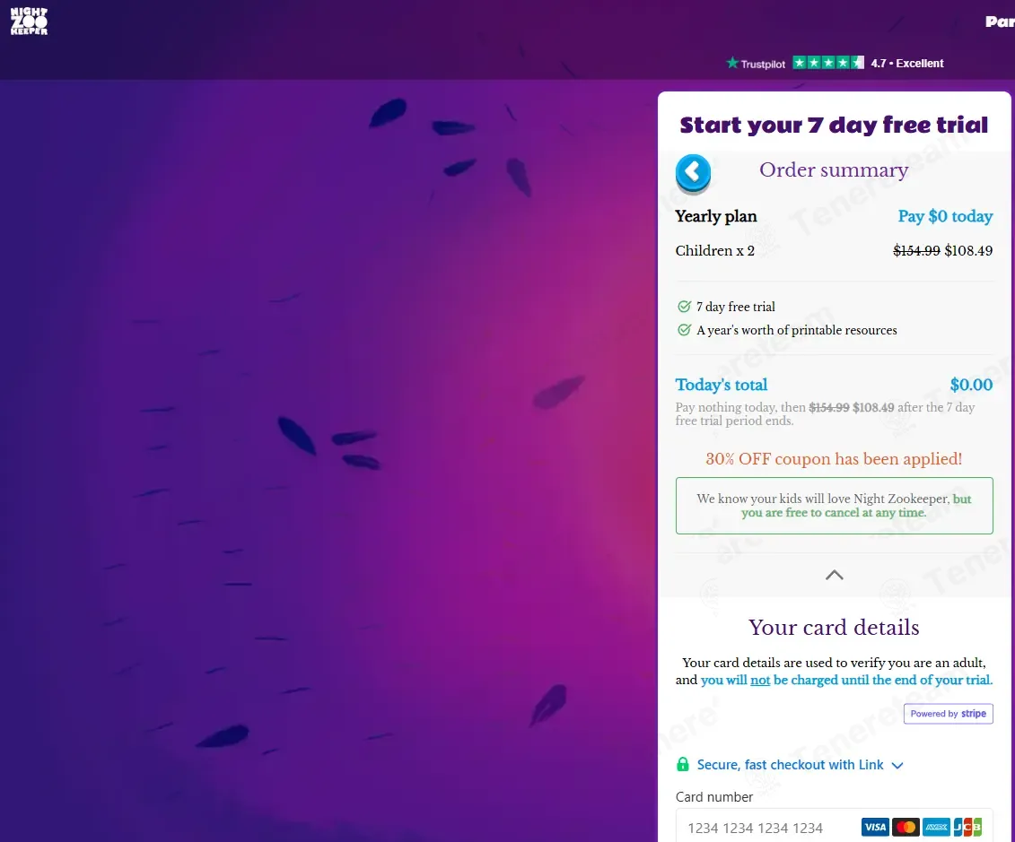 Night Zookeeper coupon code: 30% off with TEACHER30. Tested and valid as 6 months ago.