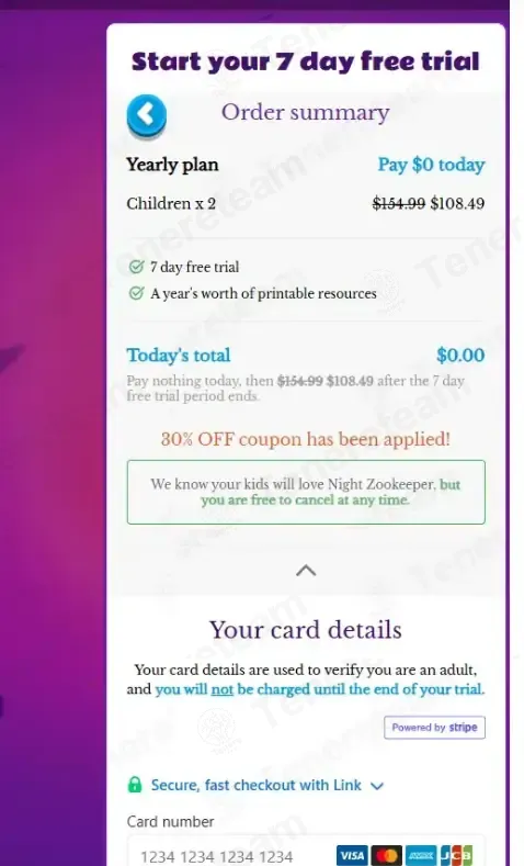 Night Zookeeper coupon code: 30% off with TEACHER30. Tested and valid as 6 months ago.