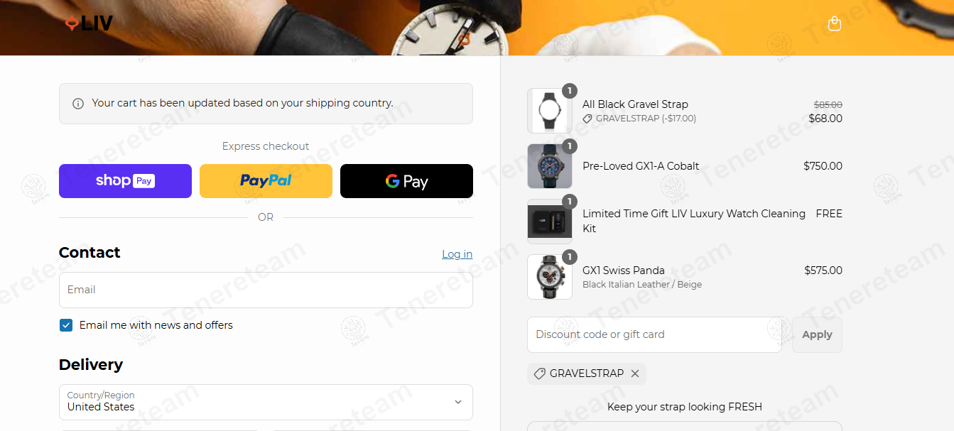 Liv Watches coupon code: 20% off with GRAVELSTRAP. Tested and valid as 8 months ago.