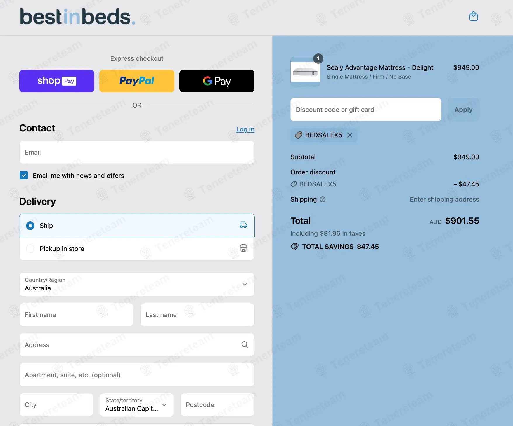 Best in Beds coupon code: 5% off with BEDSALEX5. Tested and valid as 8 months ago.
