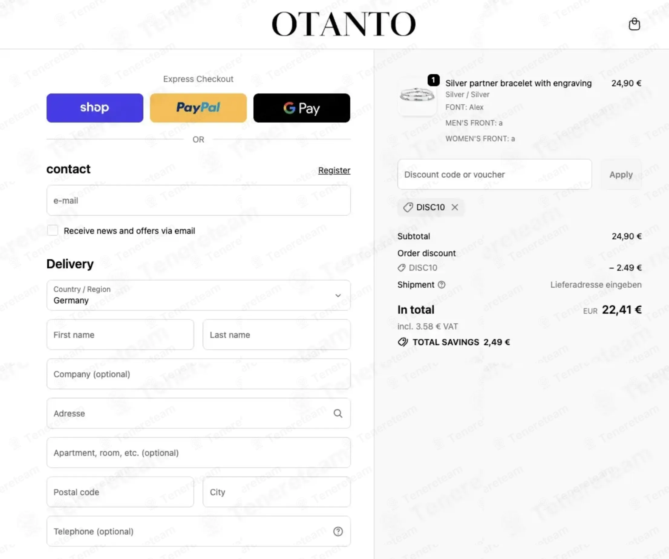 Otanto DE coupon code: 10% off with DISC10. Tested and valid as 6 months ago.