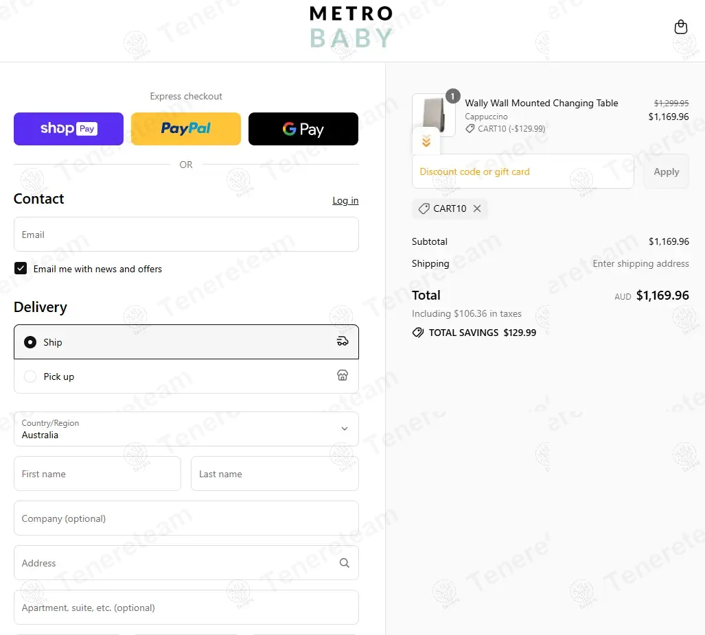 Metro Baby coupon code: 10% off with CART10. Tested and valid as 11 months ago.