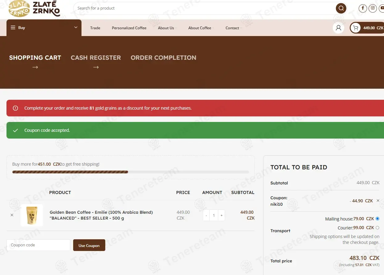 Zlate Zrnko CZ coupon code: 10% off with niki10. Tested and valid as 1 year ago.