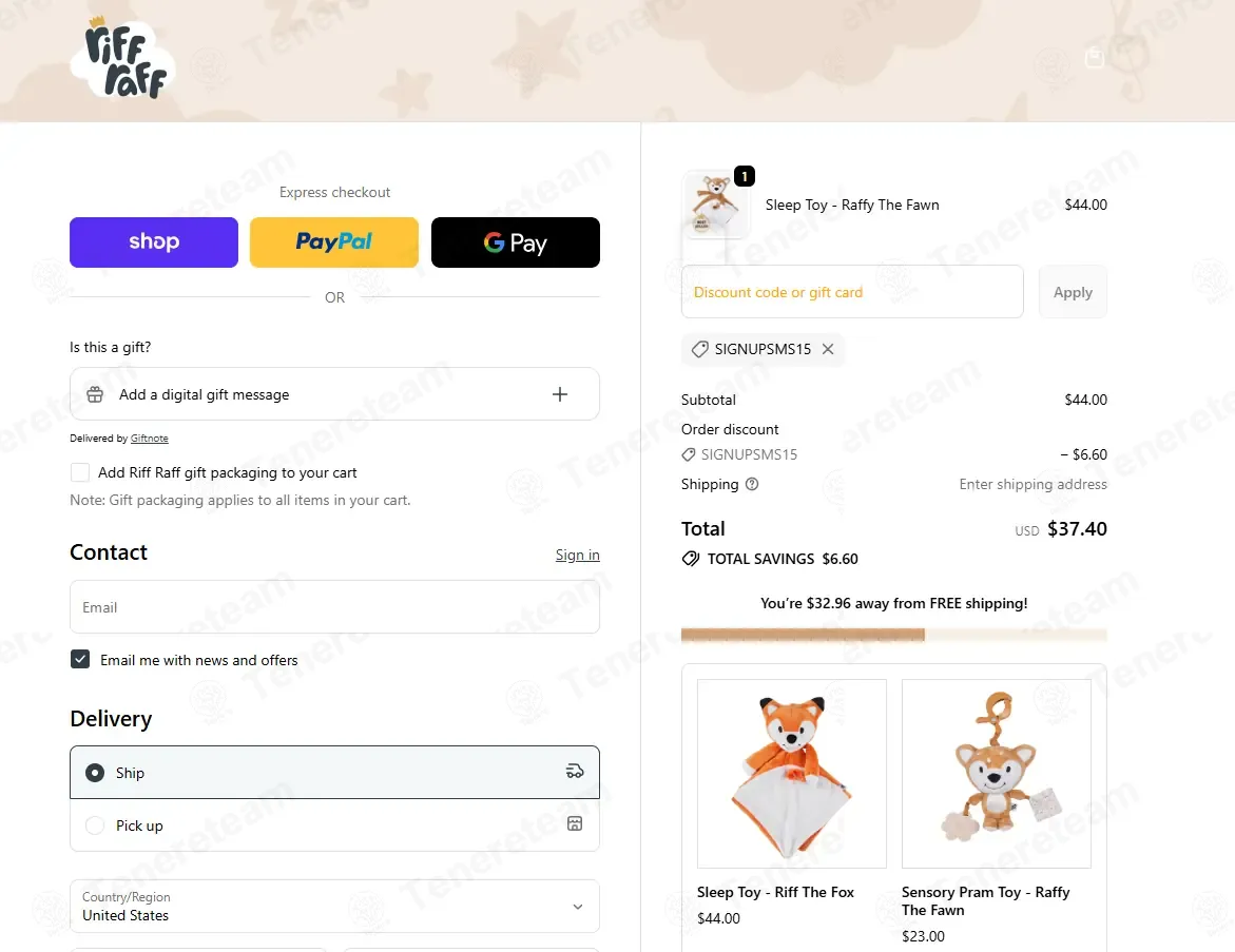 Riff Raff Baby AU coupon code: 15% off with SIGNUPSMS15. Tested and valid as 4 months ago.