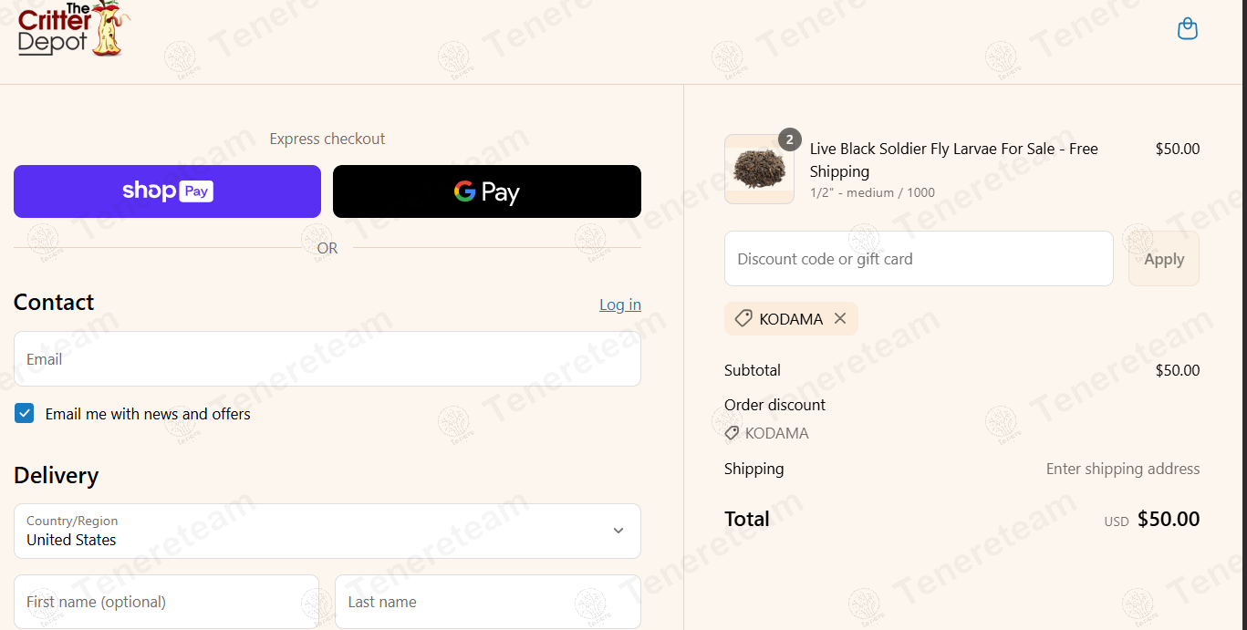 The Critter Depot coupon code: 10% off with KODAMA. Tested and valid as 8 months ago.
