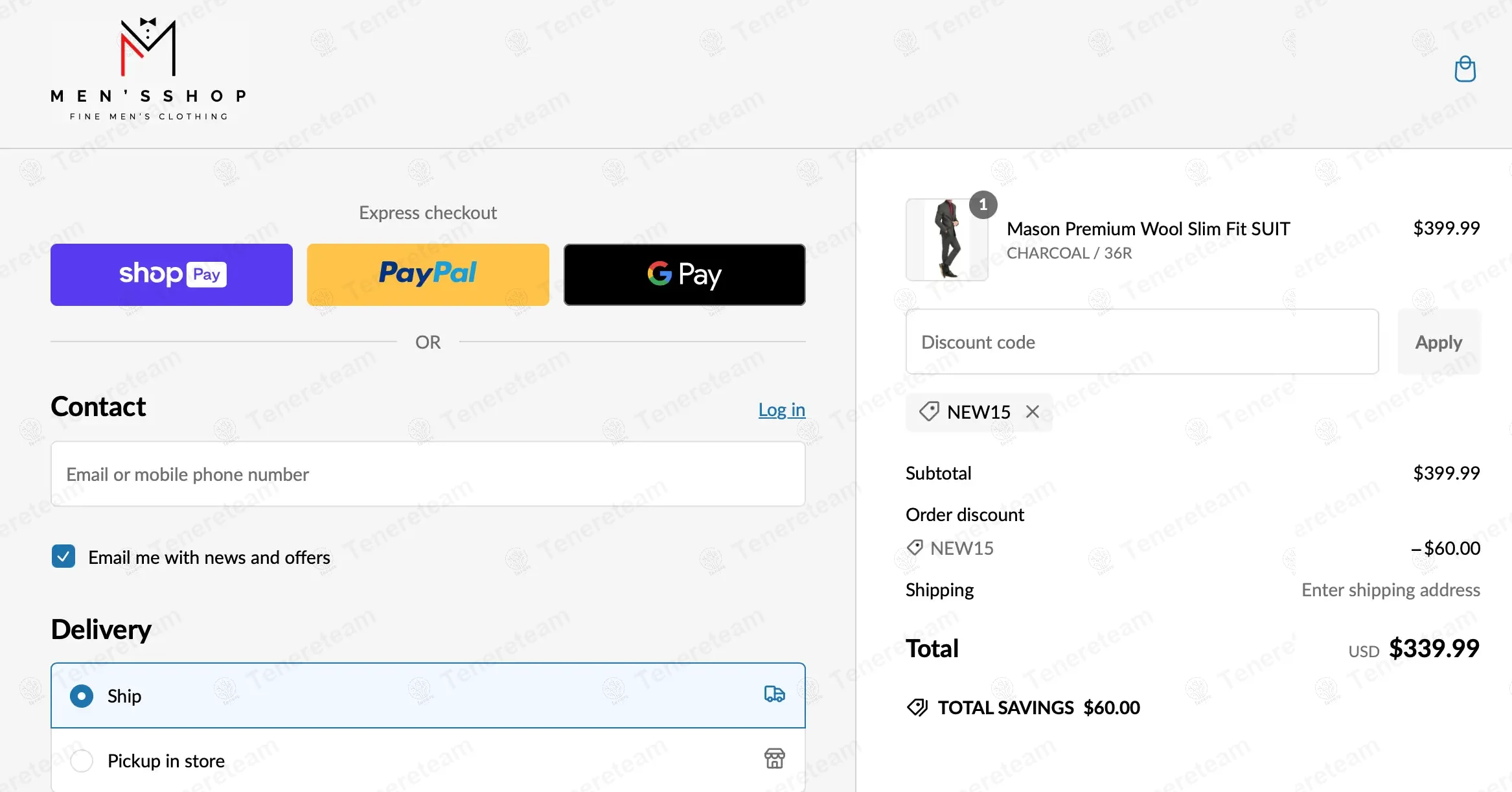 My Men’s Shop apply coupon code