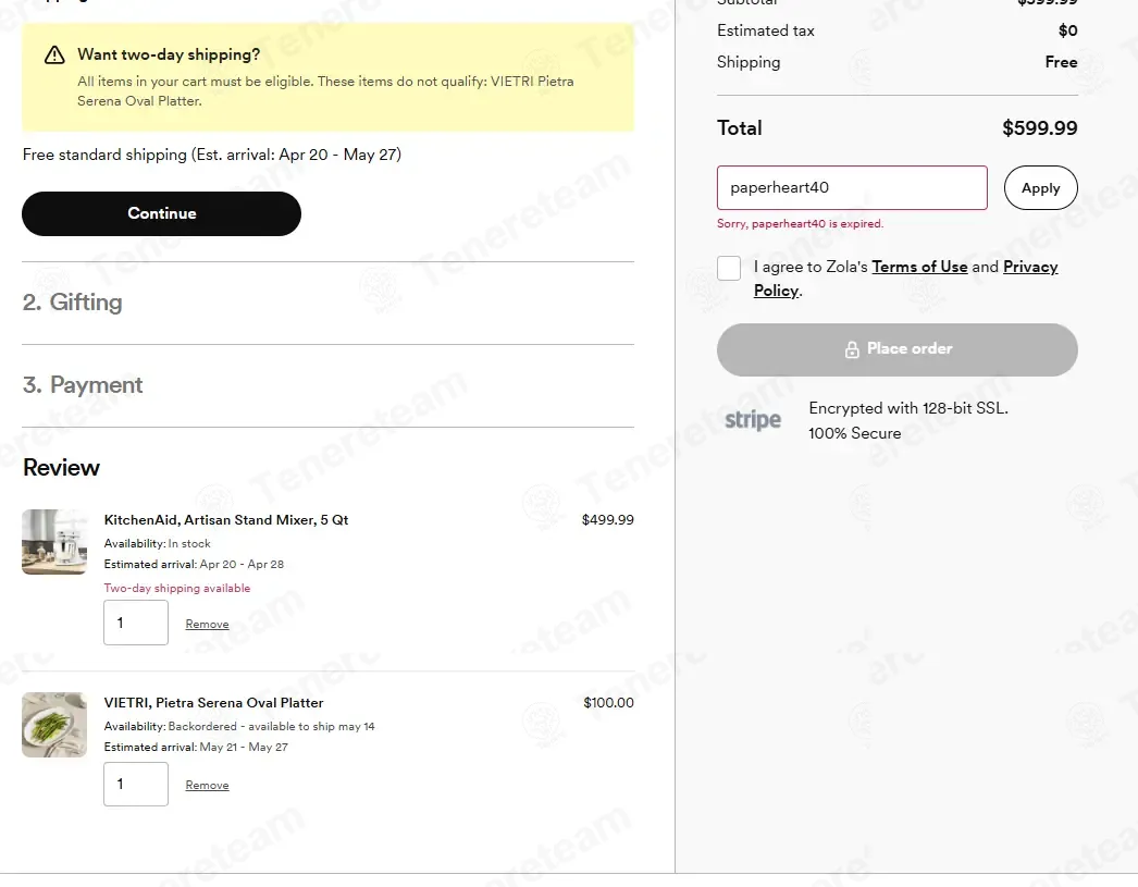 Zola Weddings coupon code: 40% off with paperheart40. Tested and valid as 2 months ago.