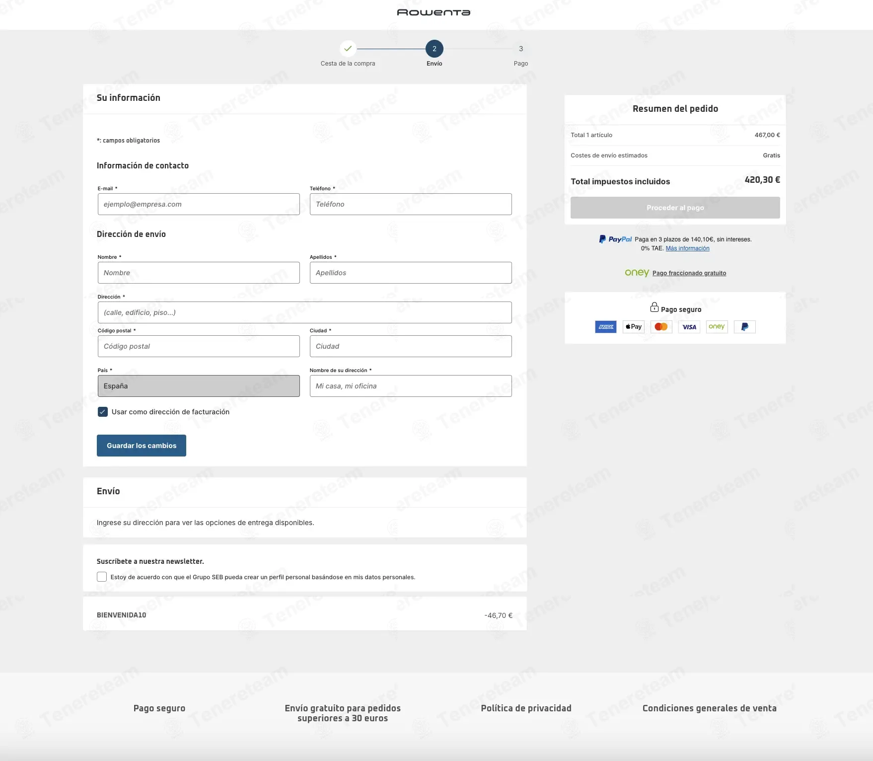 Rowenta ES coupon code: 10% off with BIENVENIDA10. Tested and valid as 1 week ago.