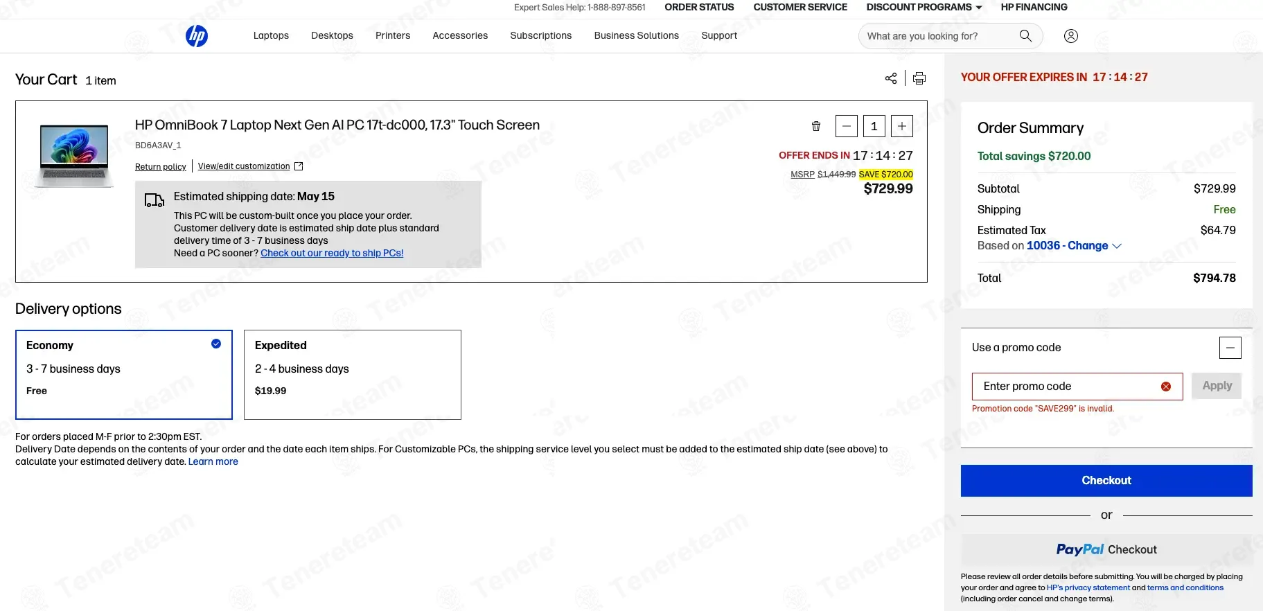 HP coupon code: $299 off with SAVE299. Tested and valid as 1 month ago.