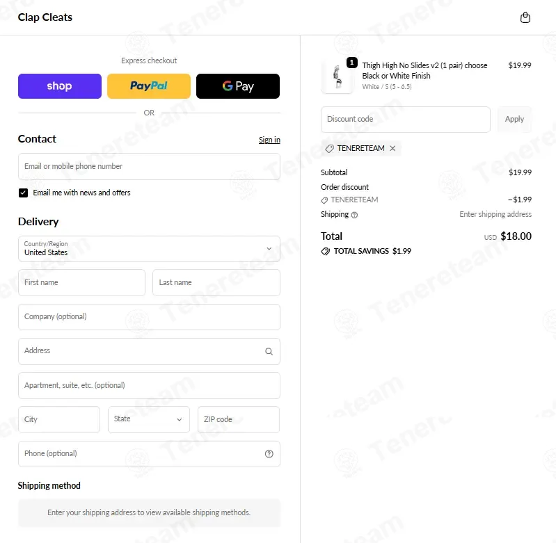 Clap Cleats coupon code: 10% off with TENERETEAM. Tested and valid as 1 month ago.