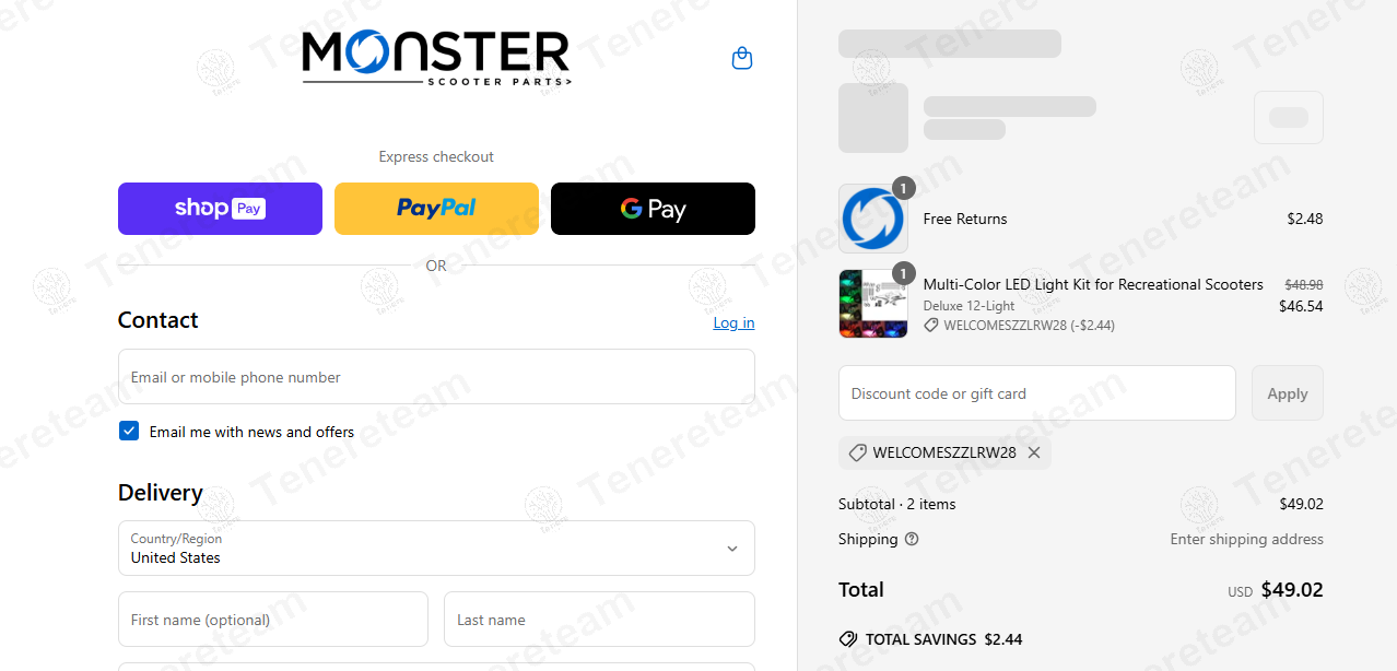 Monster Scooter Parts coupon code: 5% off with WELCOMESZZLRW28. Tested and valid as 1 year ago.