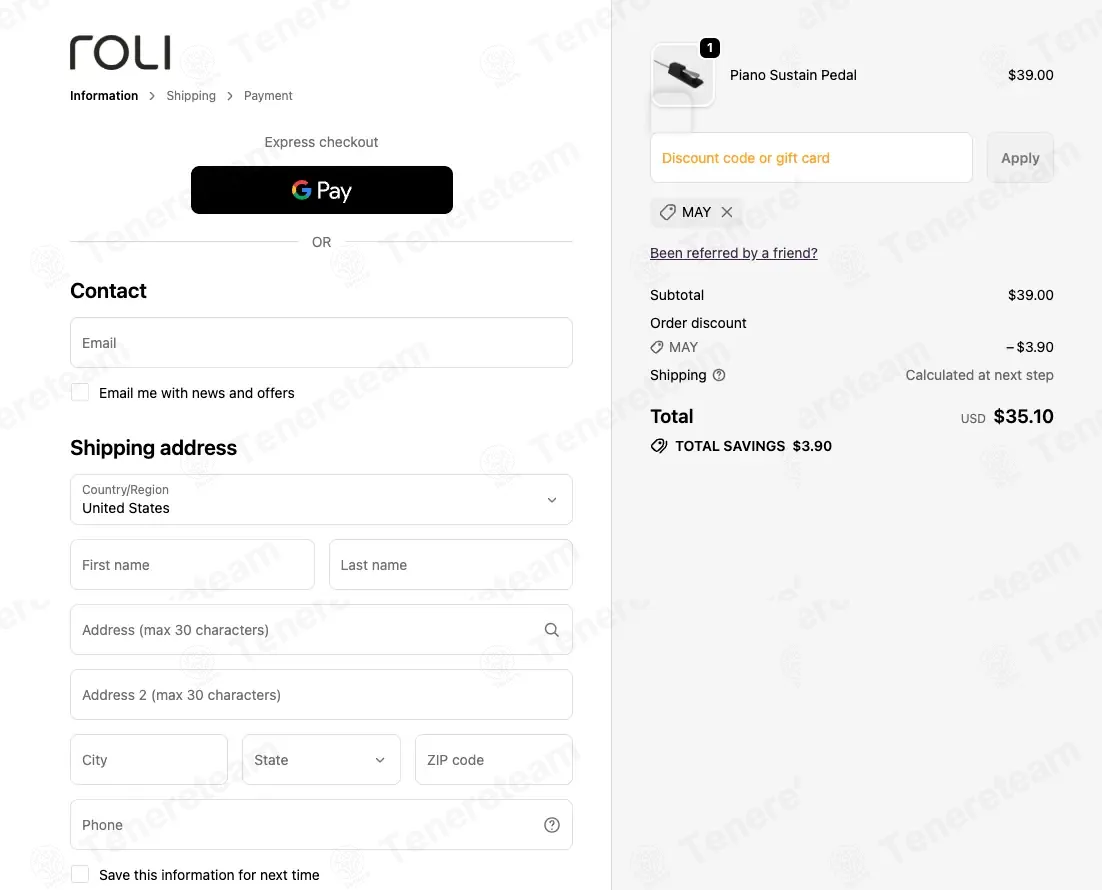 Roli coupon code: 10% off with MAY. Tested and valid as 1 month ago.