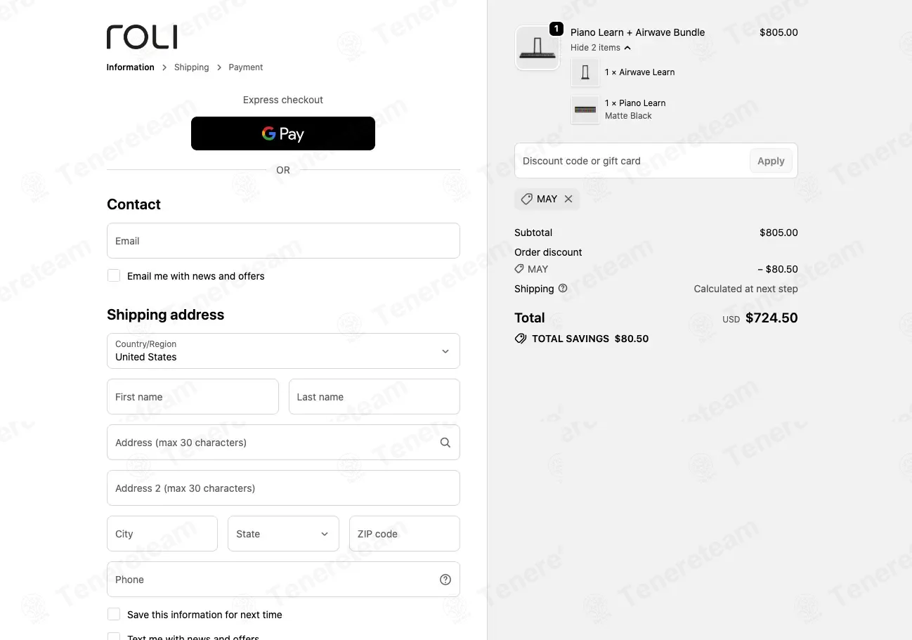 Roli coupon code: 10% off with MAY. Tested and valid as 1 month ago.