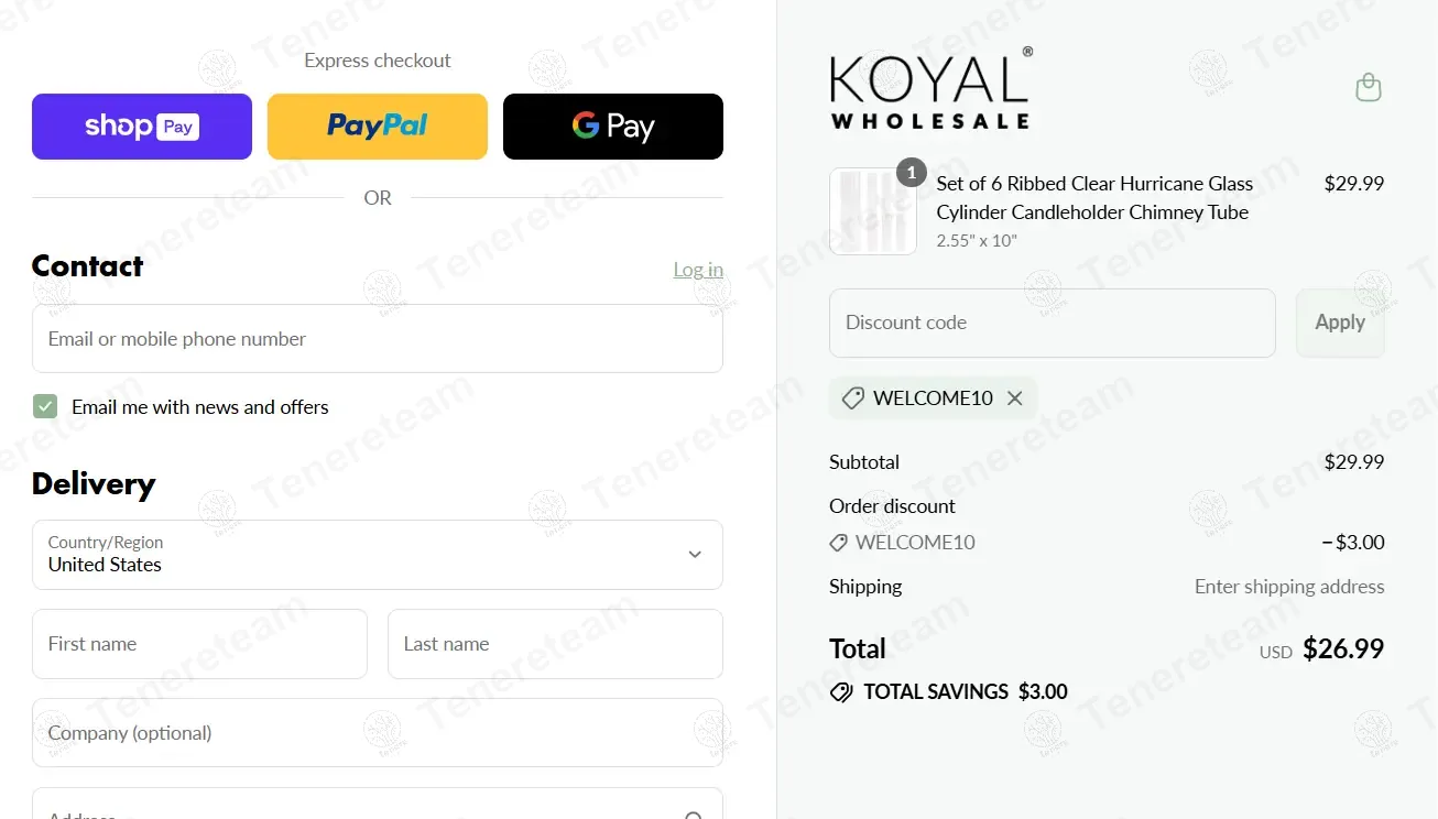 Koyal Wholesale coupon code: 10% off with WELCOME10. Tested and valid as 8 months ago.