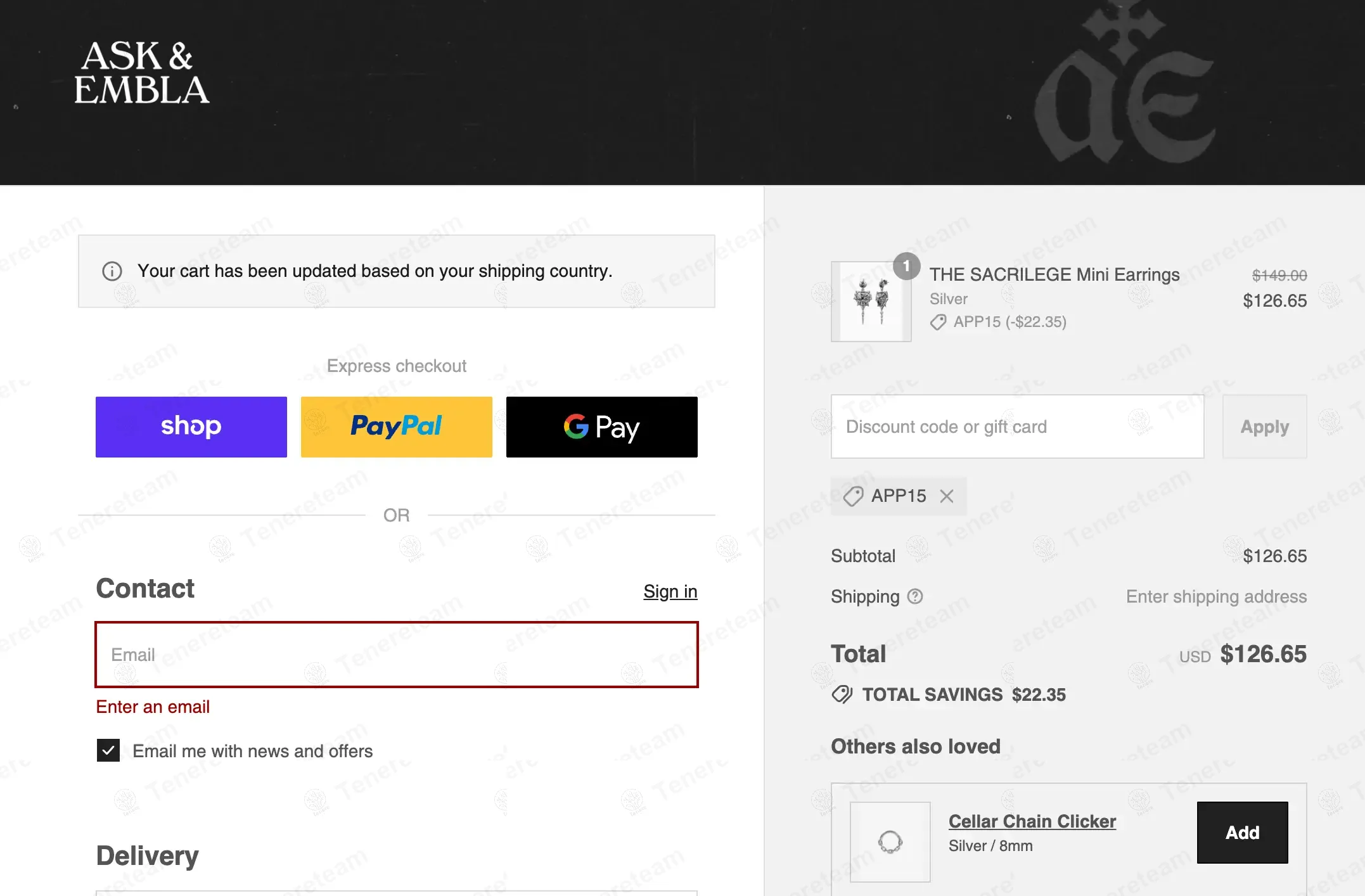 Ask And Embla coupon code: 15% off with APP15. Tested and valid as 8 months ago.