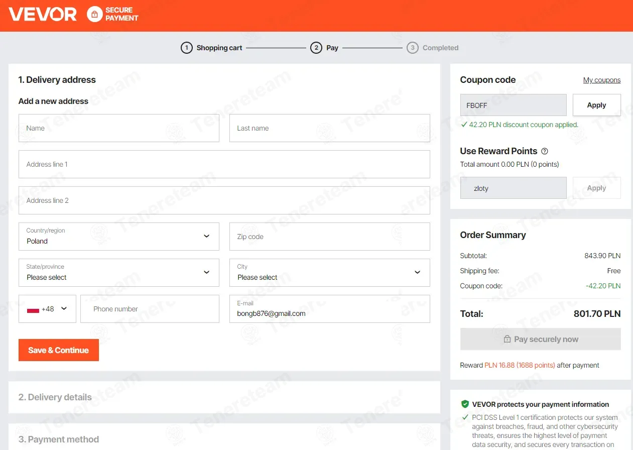 Vevor PL coupon code: 5% off with FBOFF. Tested and valid as 1 month ago.
