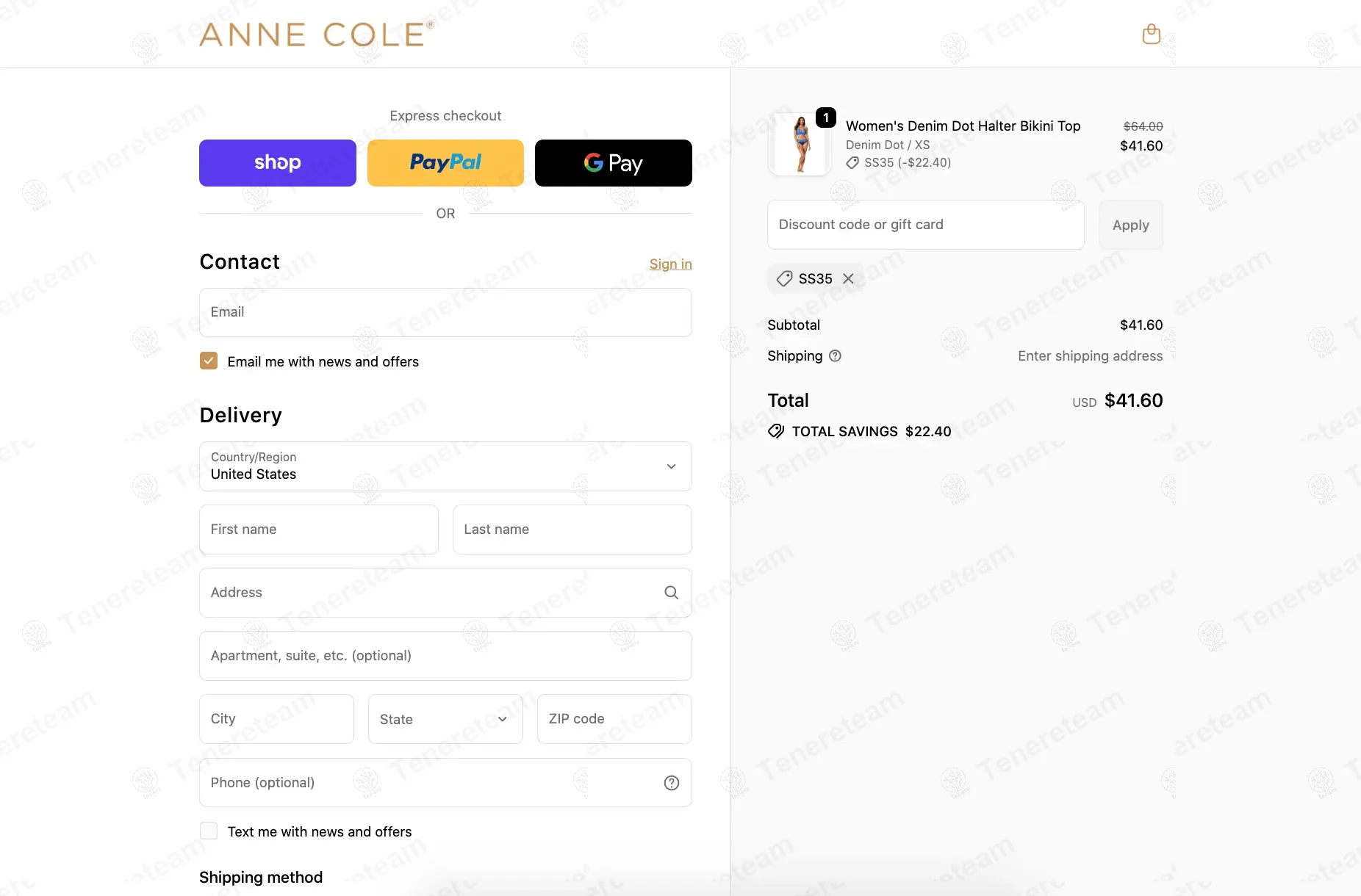 Anne Cole coupon code: 35% off with SS35. Tested and valid as 4 months ago.
