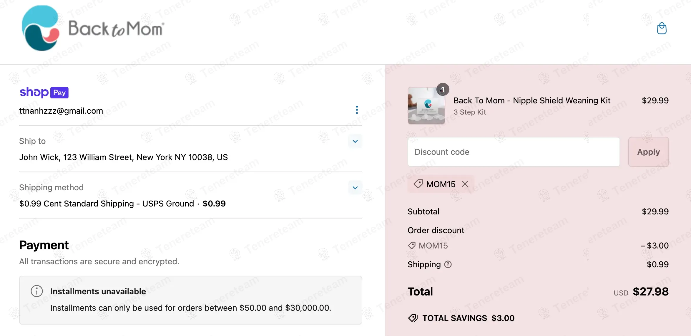 Back To Mom apply coupon code