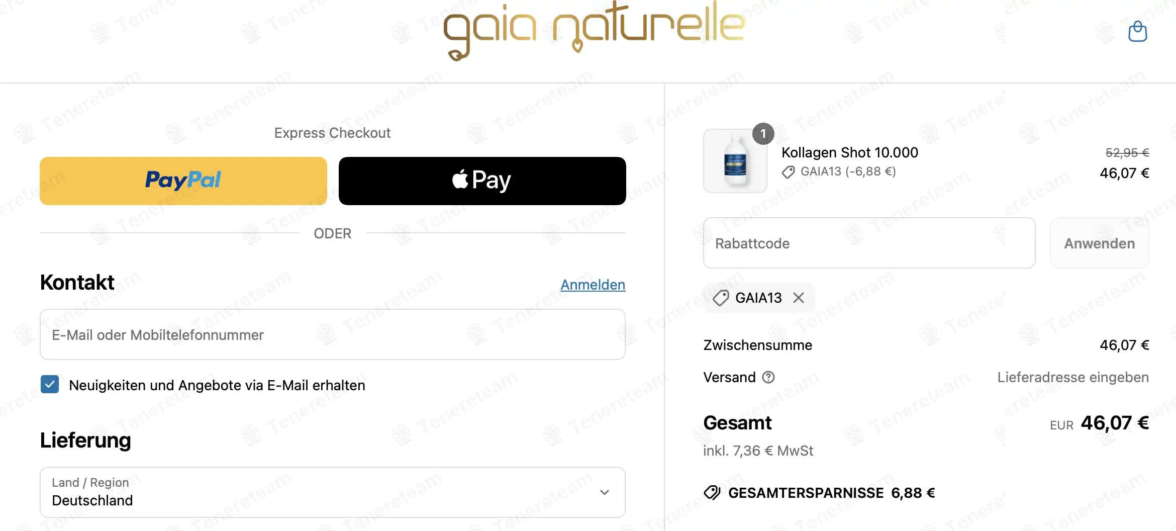 Gaia Naturelle DE coupon code: 13% off with GAIA13. Tested and valid as 7 months ago.