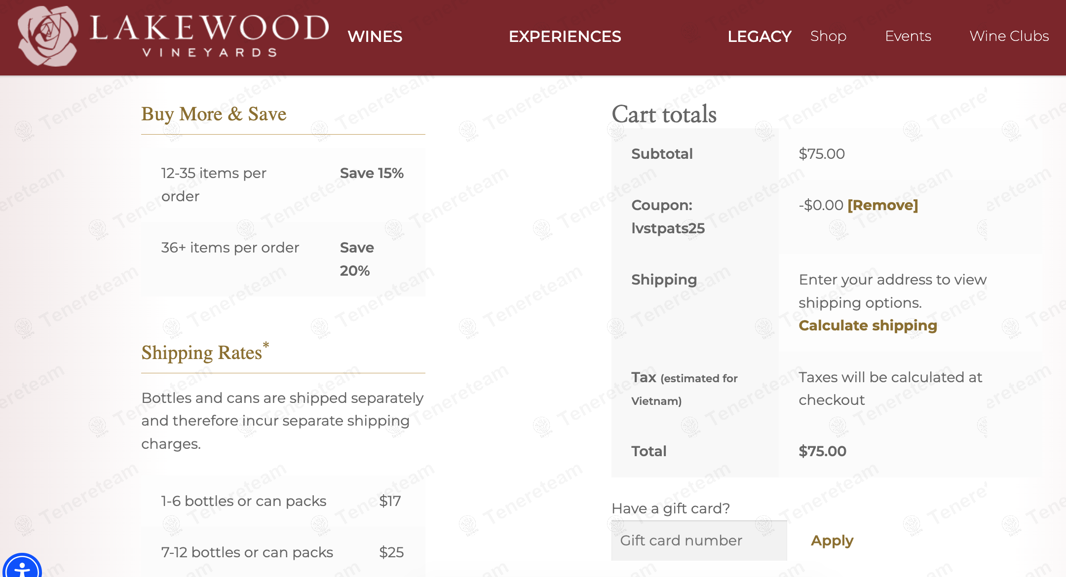 Lakewood Vineyards coupon code: Sale off with lvstpats25. Tested and valid as 1 year ago.