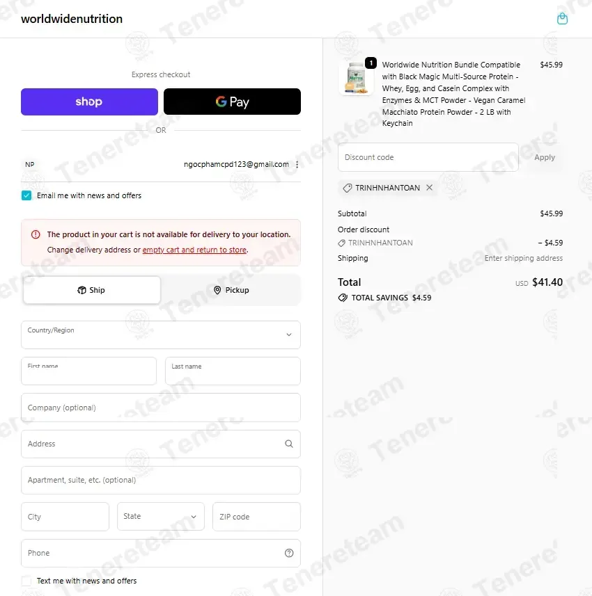 Worldwide Nutrition coupon code: 10% off with TRINHNHANTOAN. Tested and valid as 2 months ago.