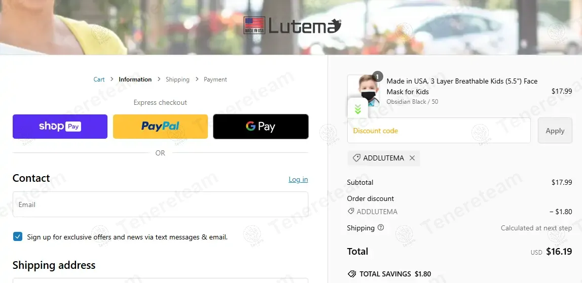 Lutema apply coupon code