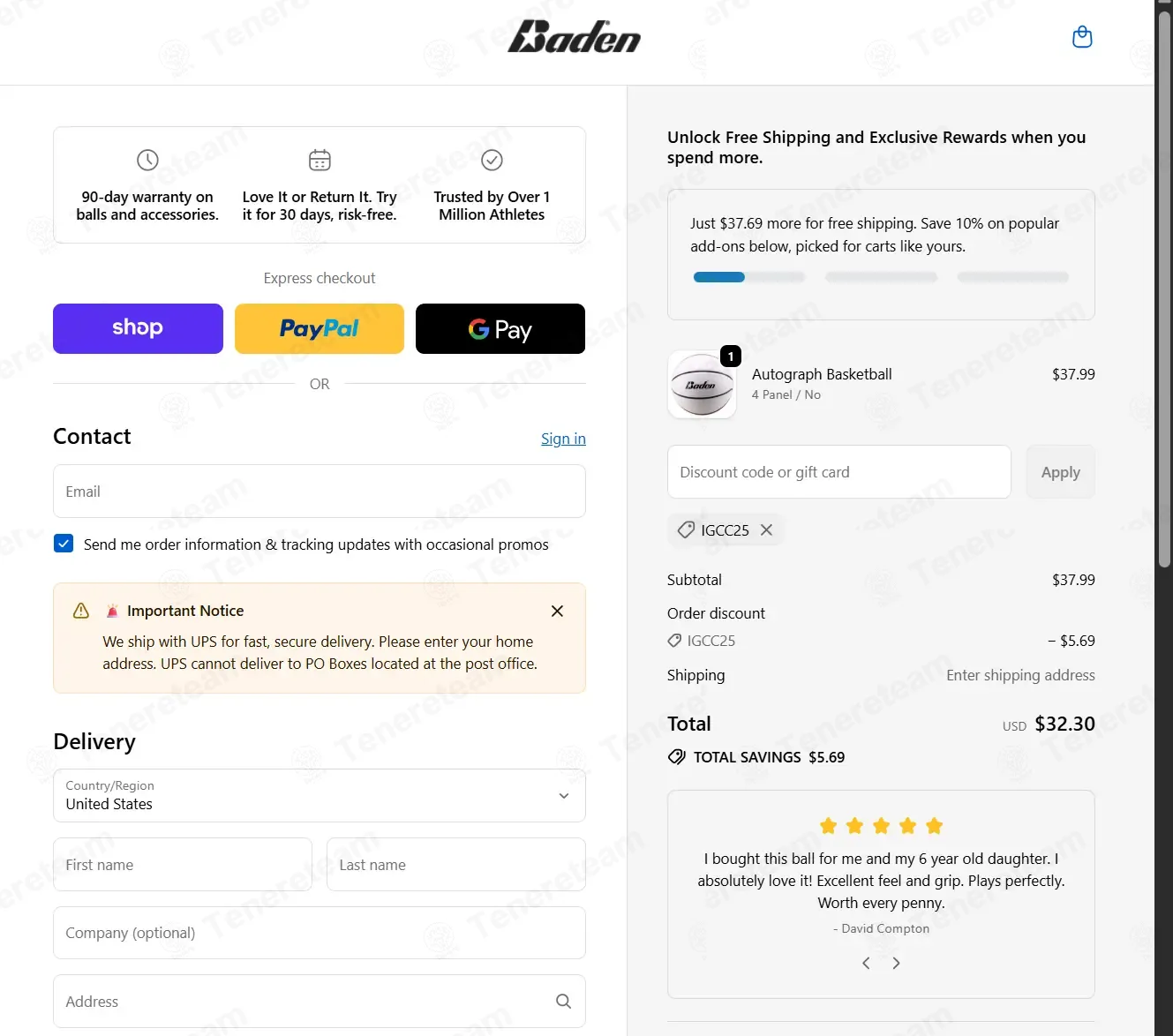 Baden Sports coupon code: 15% off with IGCC25. Tested and valid as 10 months ago.