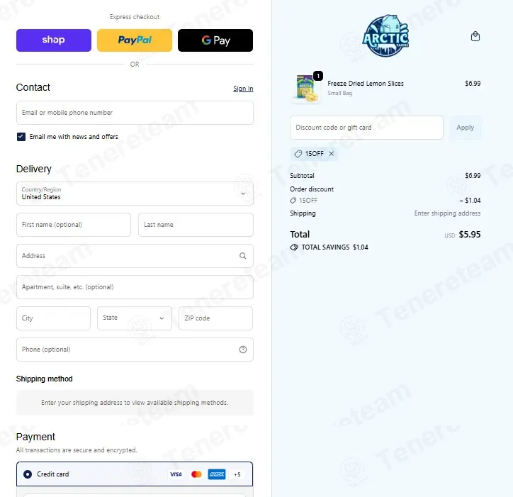 Arctic Farms coupon code: 15% off with 15OFF. Tested and valid as 2 weeks ago.