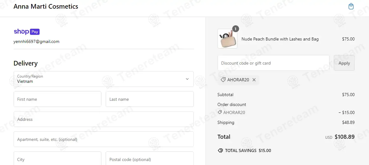Anna Marti Cosmetics coupon code: 20% off with AHORAR20. Tested and valid as 1 year ago.