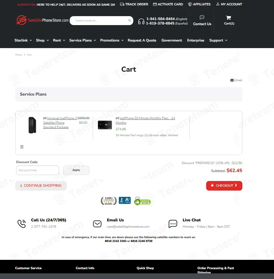 Satellitephonestore coupon code: 10% off with PREPARE10. Tested and valid as 3 weeks ago.