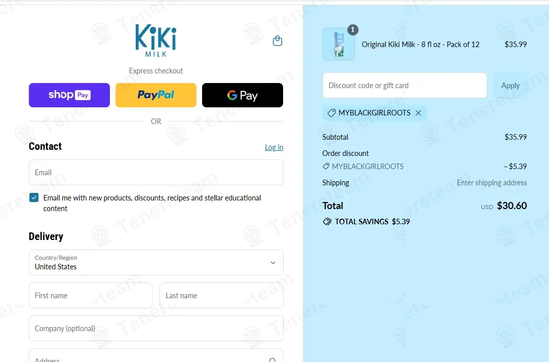 Kiki Milk coupon code verified as working at checkout
