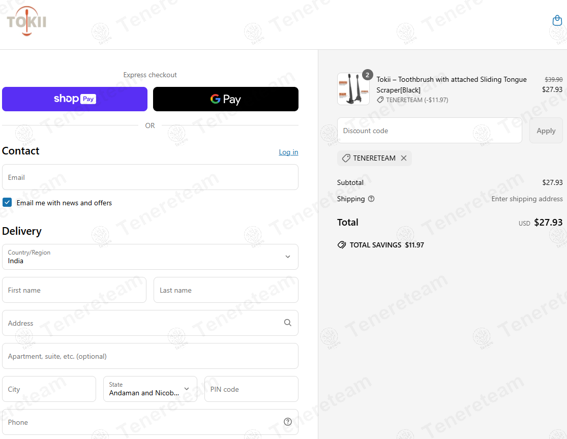 Tokii apply coupon code