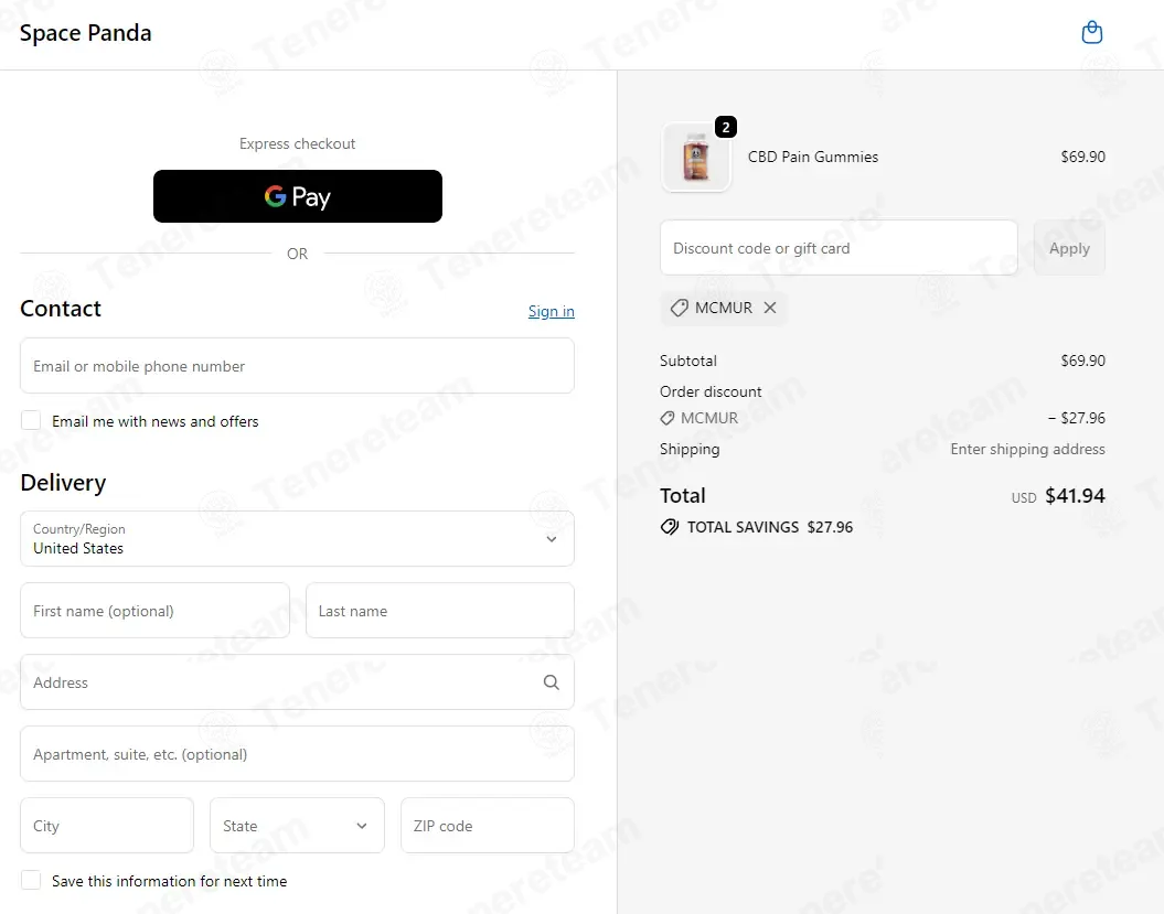 Space Panda coupon code: 40% off with MCMUR. Tested and valid as 3 weeks ago.