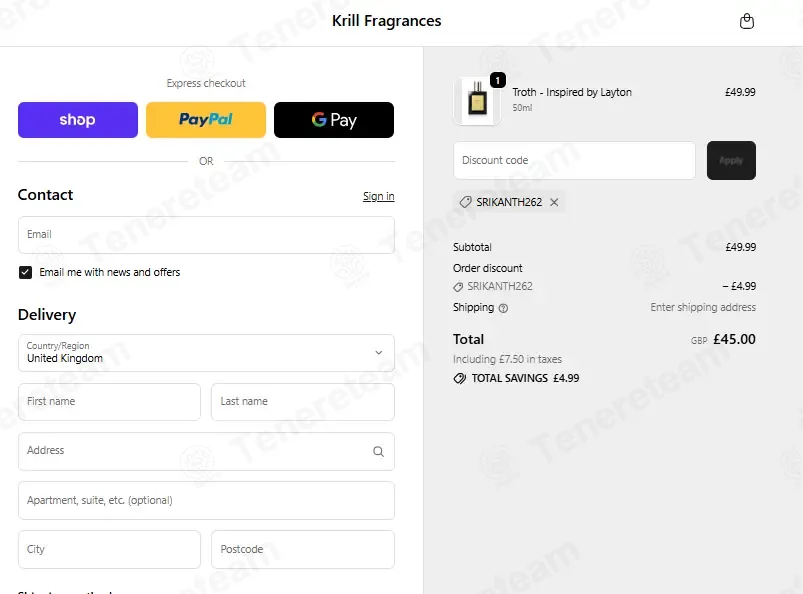 Krill Fragrances coupon code: 10% off with SRIKANTH262. Tested and valid as 3 weeks ago.