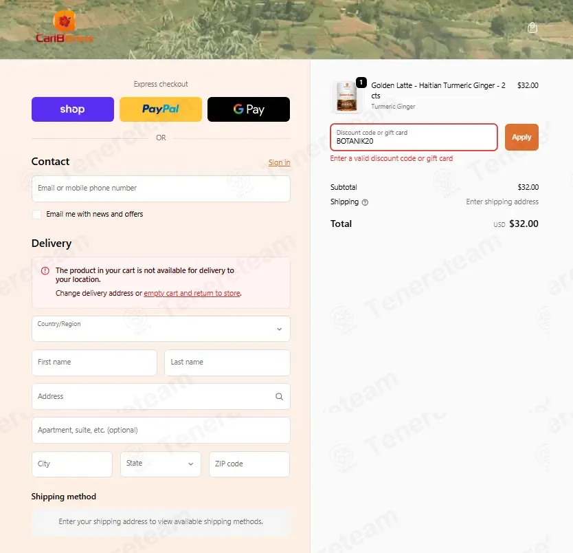 Caribbrew coupon code: 20% off with BOTANIK20. Tested and valid as 3 months ago.