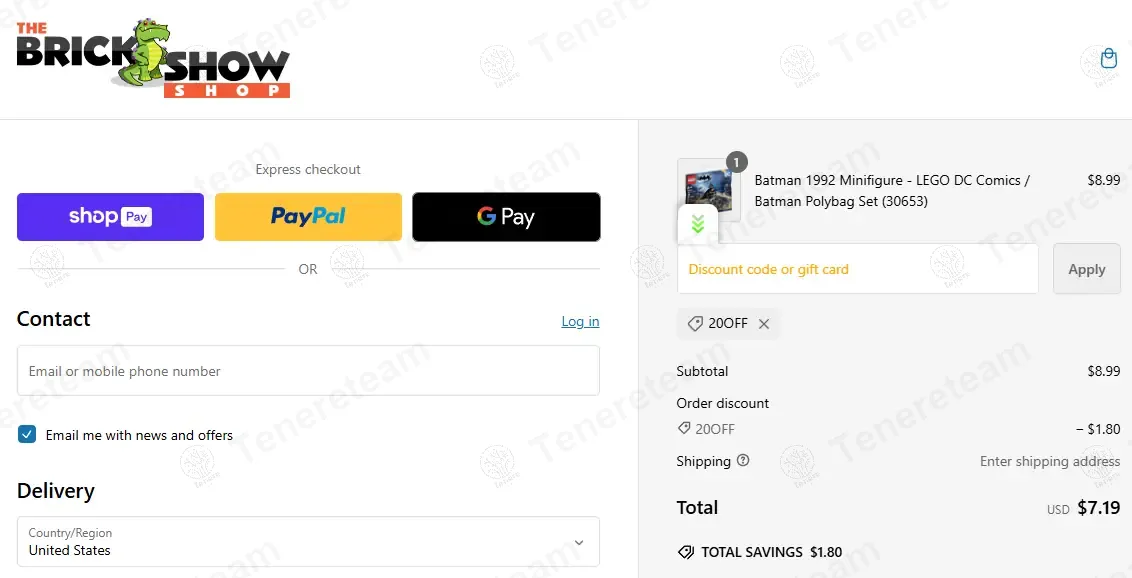 The Brick Show Shop coupon code: 20% off with 20OFF. Tested and valid as 1 year ago.