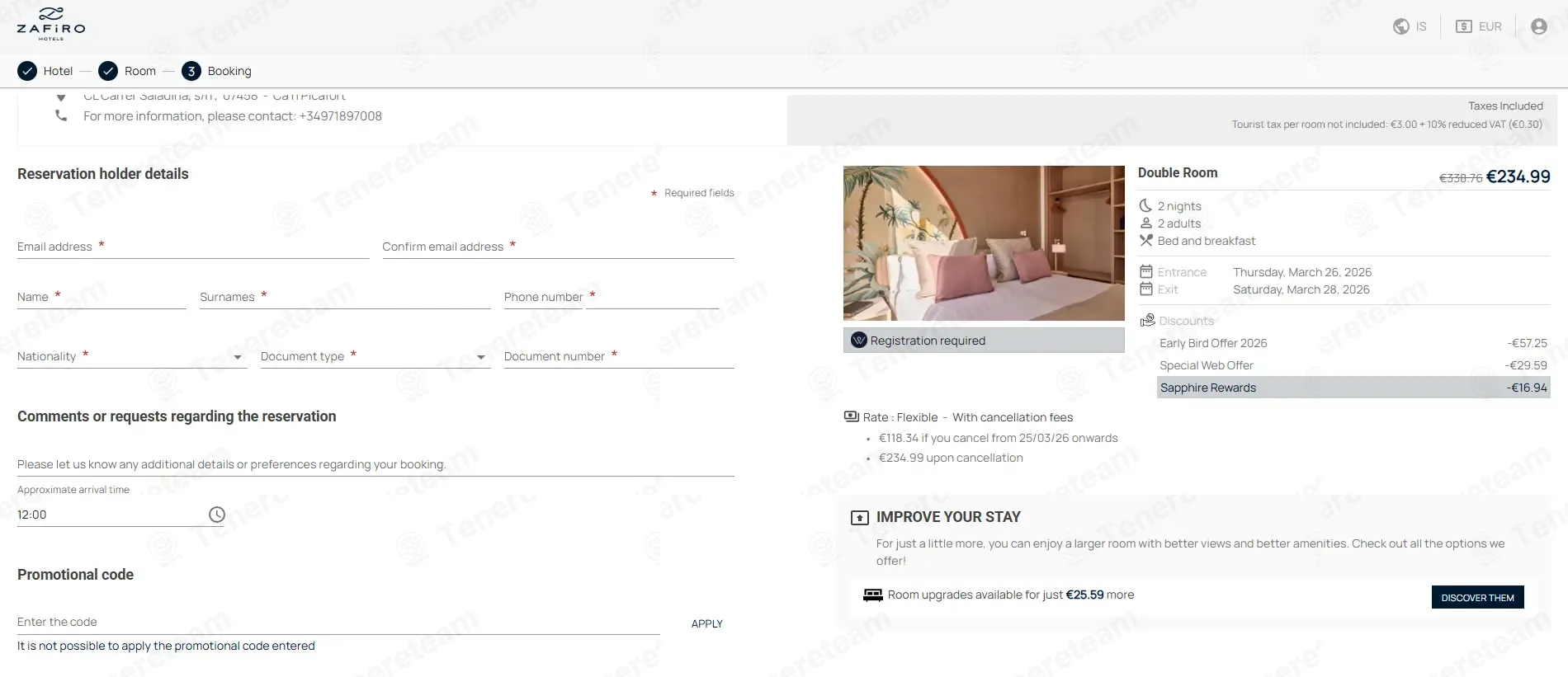 Zafiro Hotels coupon code: 5% off with ALLEZAF. Tested and valid as 2 months ago.