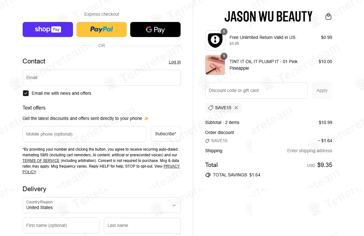 Jason Wu Beauty coupon code: 15% off with SAVE15. Tested and valid as 10 months ago.