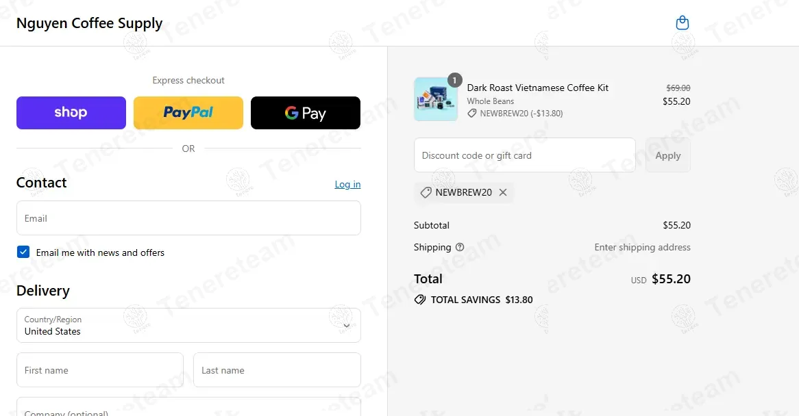 Nguyen Coffee Supply coupon code: 20% off with NEWBREW20. Tested and valid as 10 months ago.