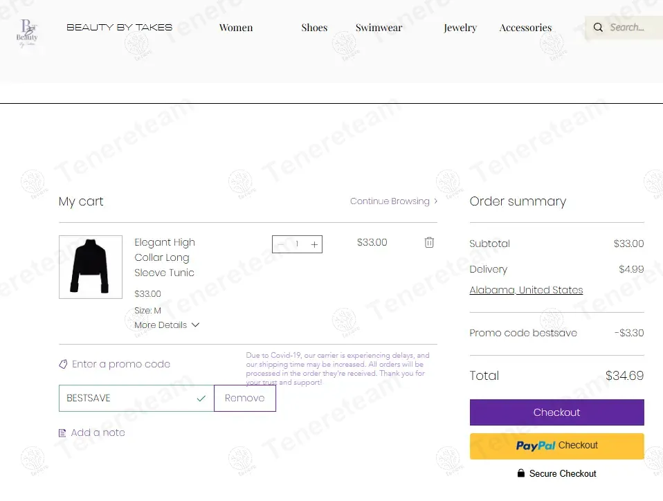 Beauty By Takes coupon code: 10% off with BESTSAVE. Tested and valid as 1 year ago.